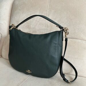 Coach Elegant Leather Satchel, Handbag with Detachable Long Strap